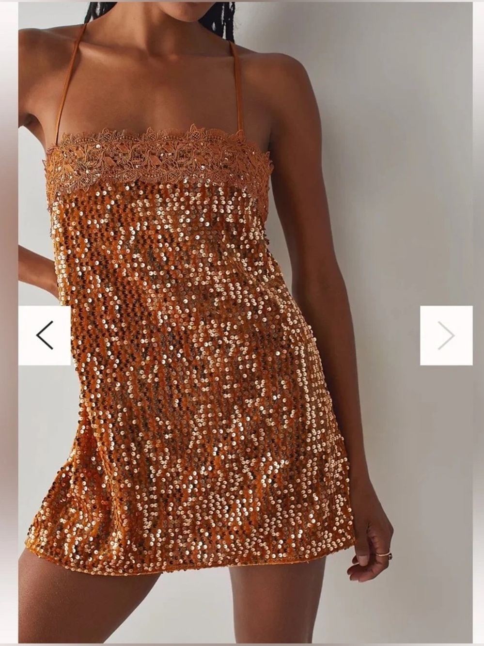 NWT Intimately by Free People That Girl Sequin Slip Pumpkin Pie